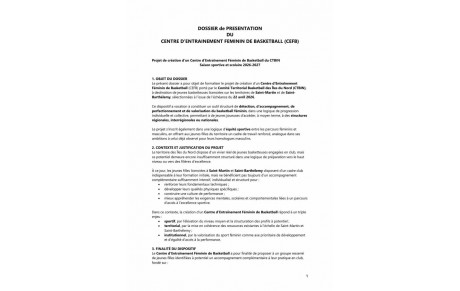 Création du Centre d’Entraînement Féminin de Basketball